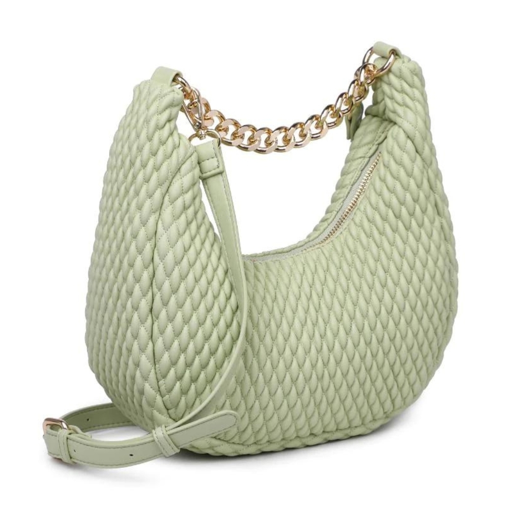 Urban Expressions Mint Green Quilted Shoulder Bag with Gold Chain